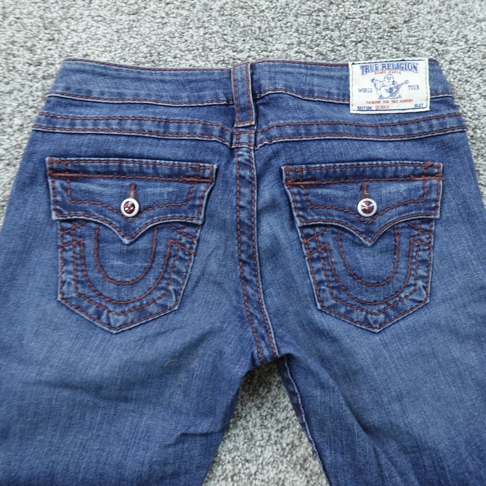 True Religion Jeans Womens 27 Dark Blue Denim Pants Skinny Stretch Low Rise USA